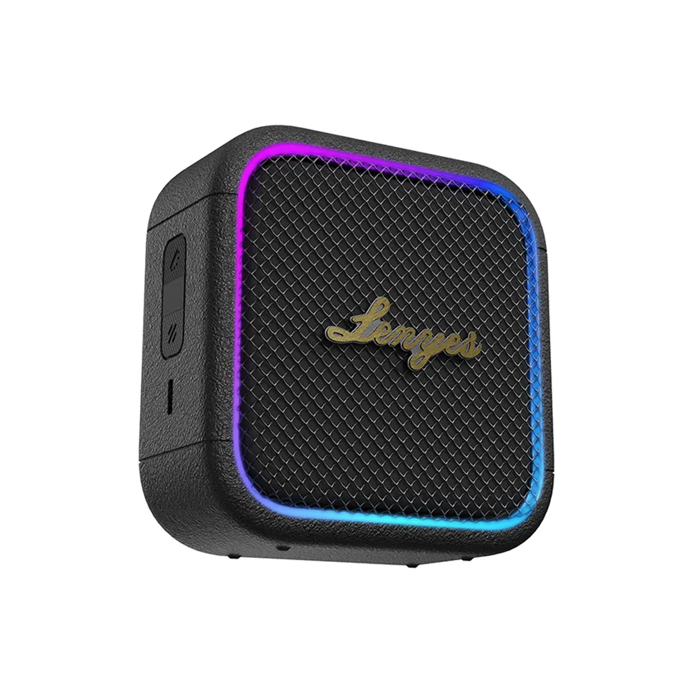 Lenyes S890 - Waterproof Mini Bluetooth Speaker with RGB, TWS & OTG Powerbank (Black)