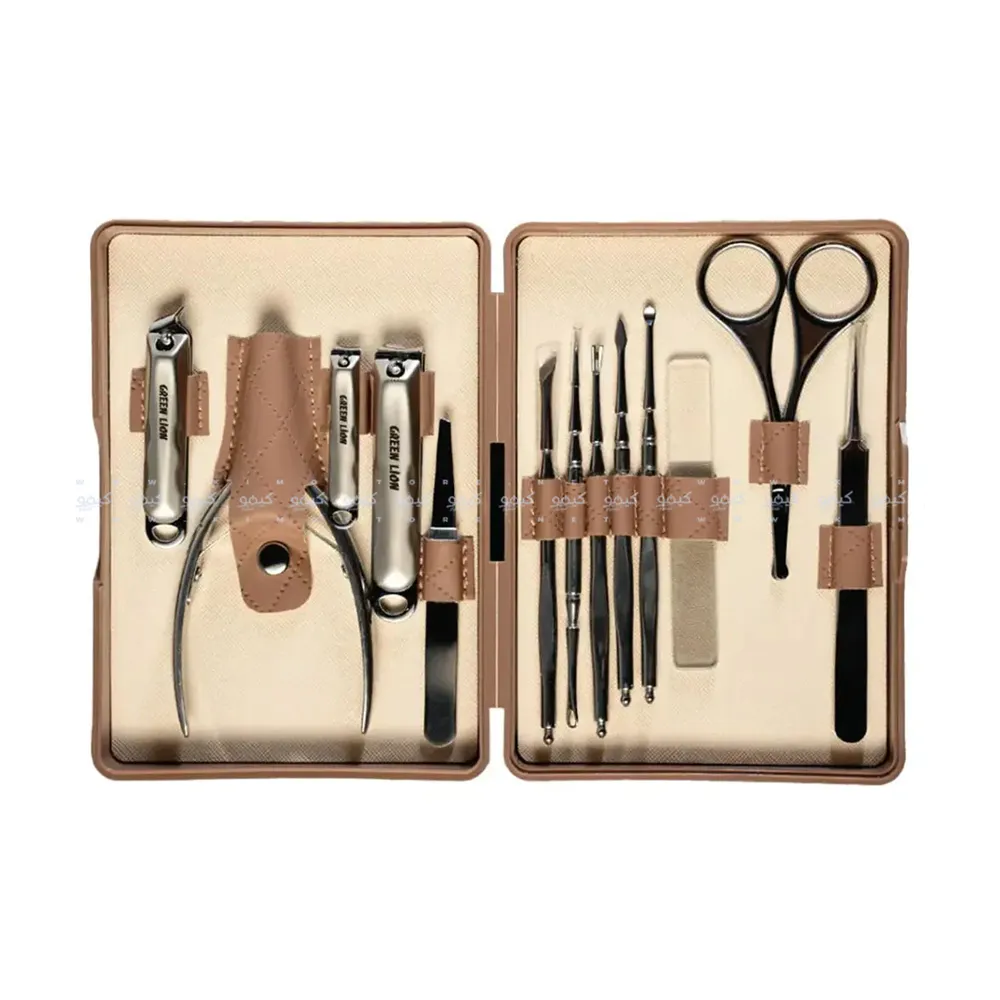 [GN13PCMNCRBR] Green Lion 13 Piece Manicure set - Kakhi