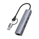 Porodo 5-1 Hub with Interchangable Heads PD100w 1000M RJ45 - Grey