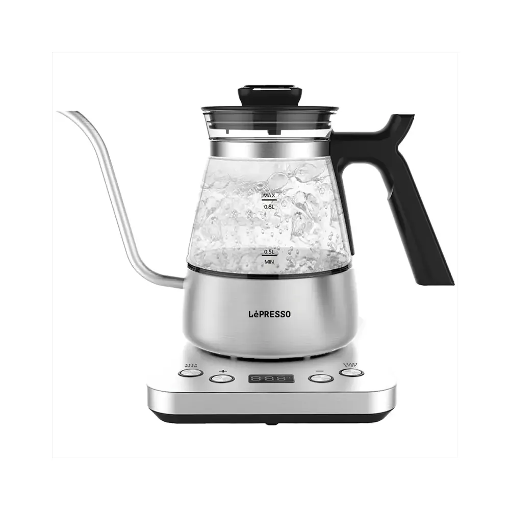 Lepresso BrewWave Gooseneck Electric Kettle with Keep Warm Mode - Silver