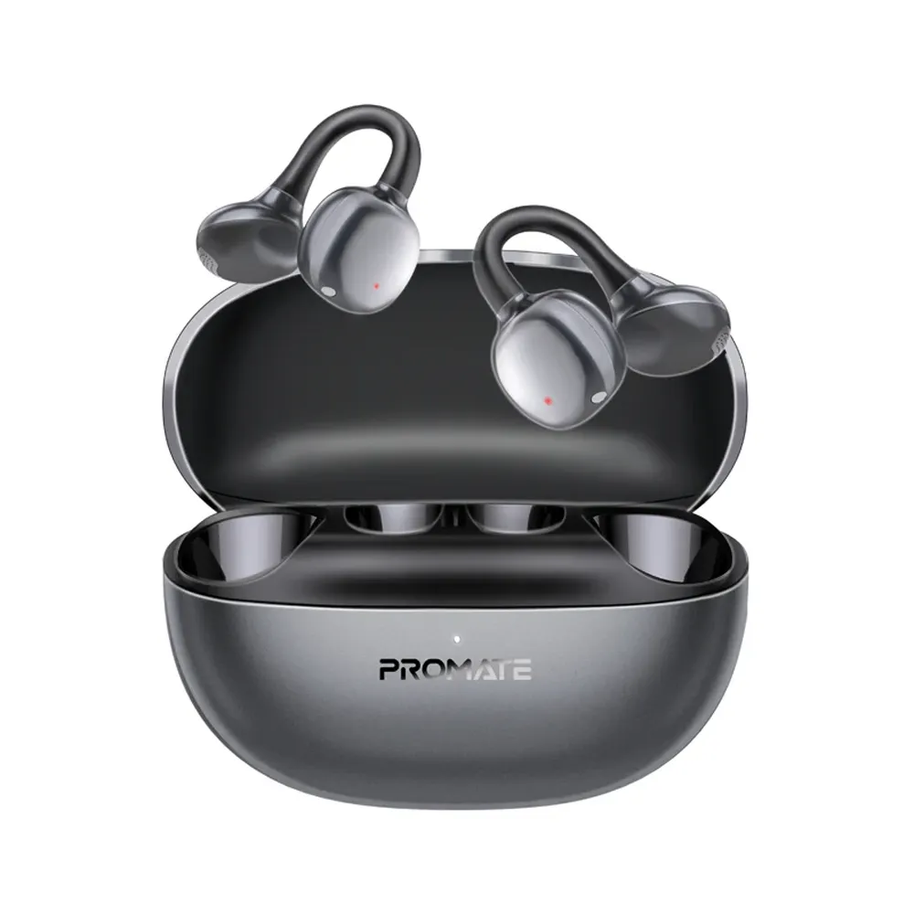 [Airclip-Pro.Black] Promate AirClip-Pro AudioFit Open Ear True Wireless Stereo Earbuds with IntelliTouch (Black)