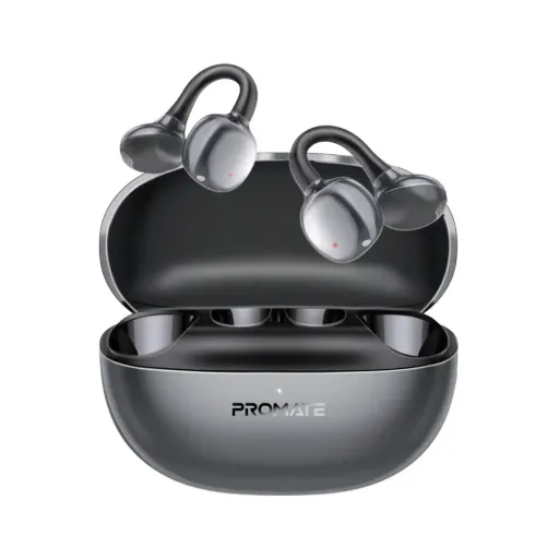 [Airclip-Pro.Black] Promate AirClip-Pro AudioFit Open Ear True Wireless Stereo Earbuds with IntelliTouch (Black)