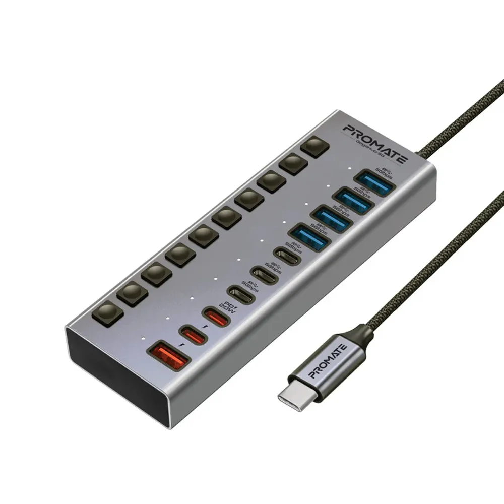[GEGAHUB-5G] Promate GegaHub-5G 10-in-1 High Speed Multi-Port-Gray