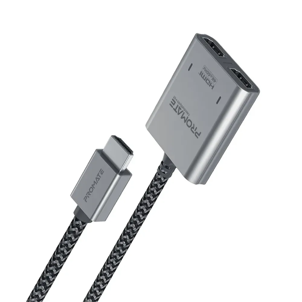 [MediaSplit-H2] Promate 4K@60Hz HDMI Splitter Cable with Dual HDMI Ports - 1m