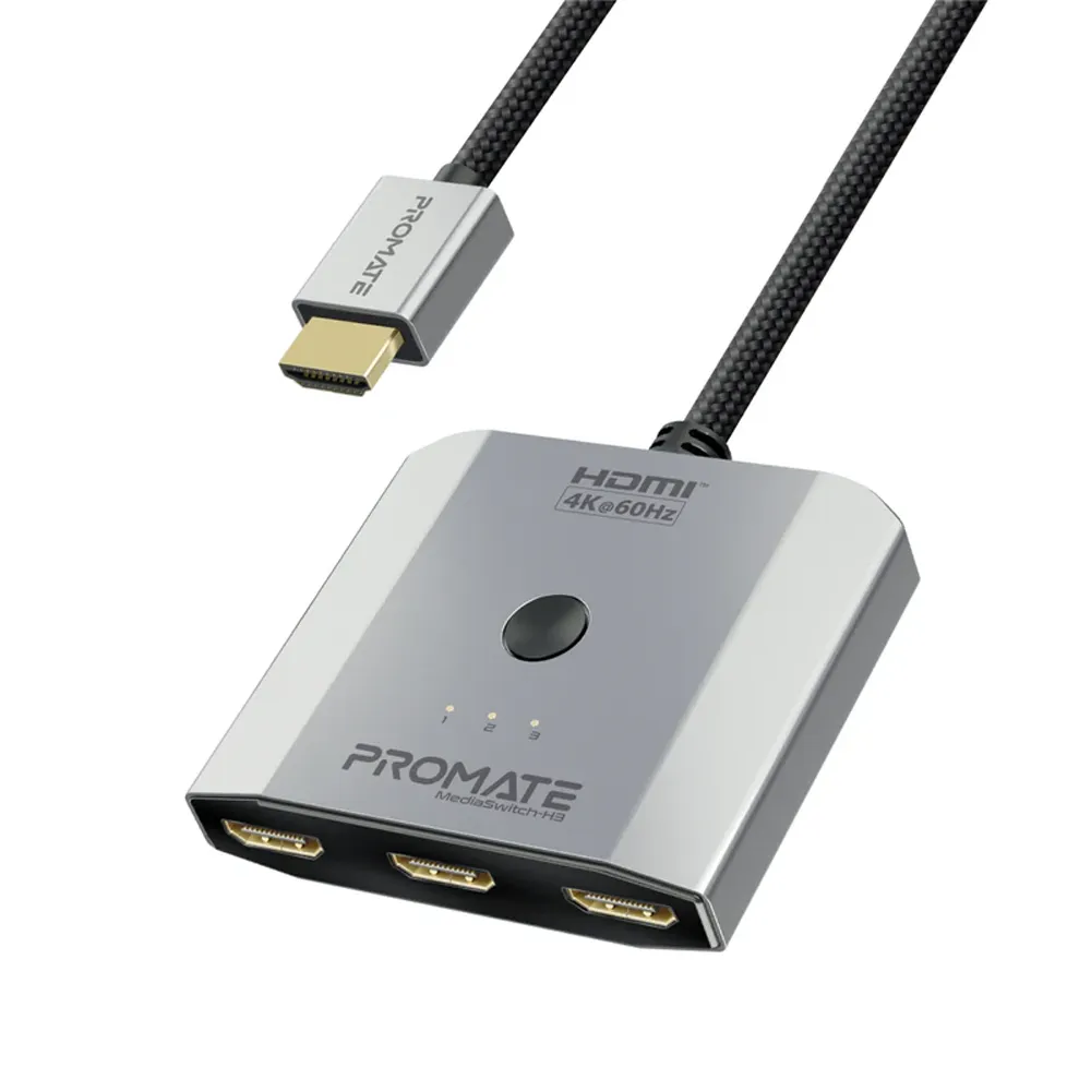 [MEDIASWITCH-H3] Promate Media switch-h3 4k High Resolution 3-in-1 Hdmi® Switch 4k@60hz