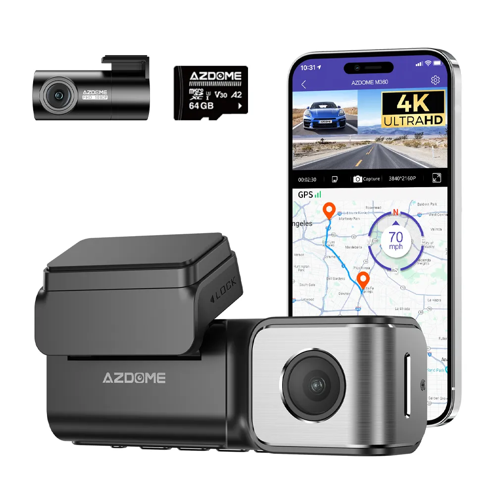 AZDome M360 2CH 4K Wifi GPS 64GB Dash Cam
