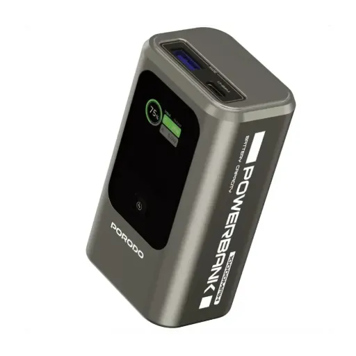 [PDPBFCH096GY] Porodo 10,000mAh Mini Power Bank with Real-Time Display - Grey