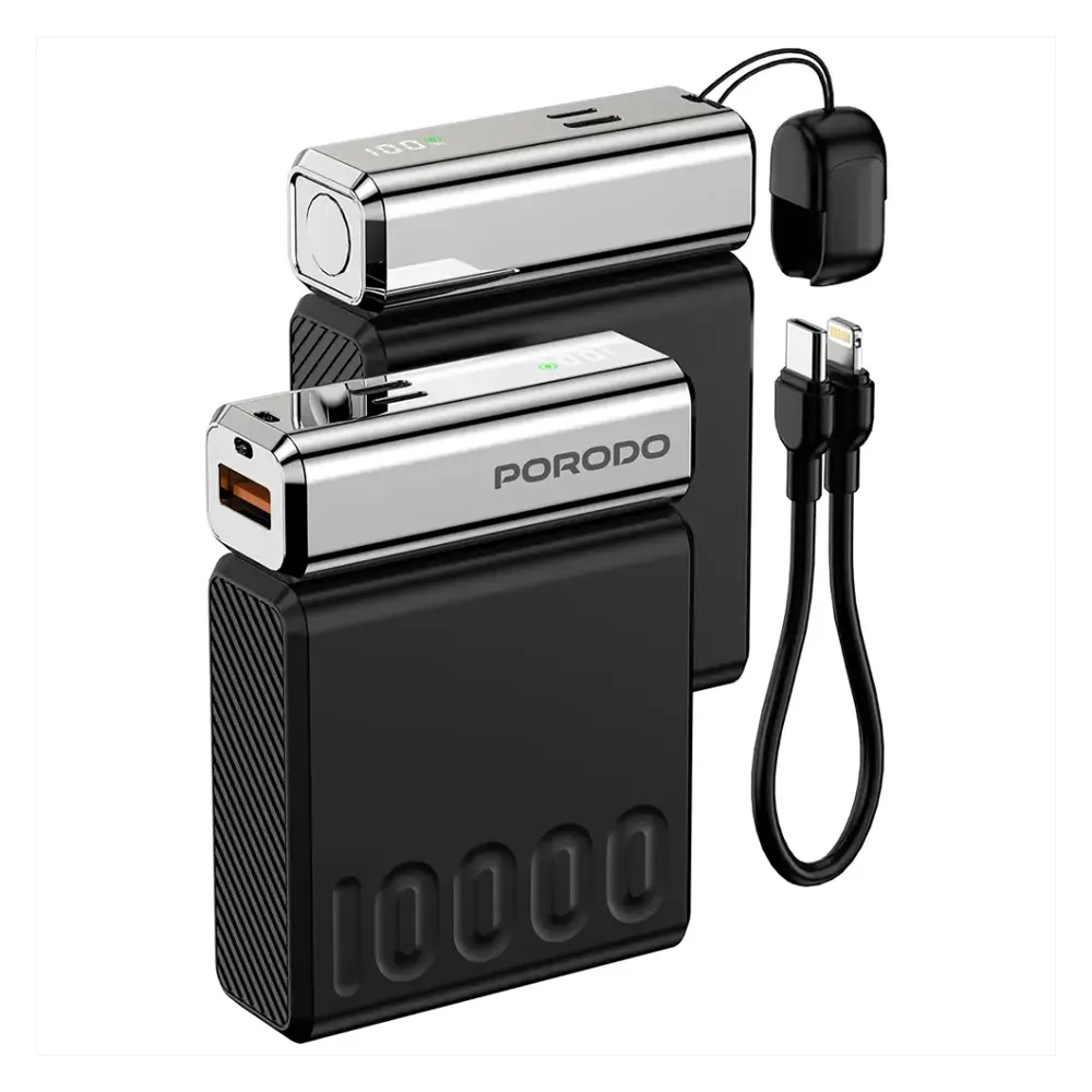 [PDPBFCH088BK] Porodo Chrome Volt 10,000mAh Power Bank - Black