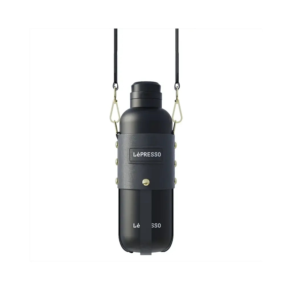 LePresso ThermaTrail Thermos Bottle with Crossbody Strap