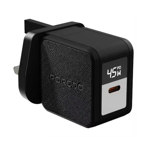 [PDFWCH093BK] Porodo Quantum GaN 45W USB-C Wall Charger with Digital Display - Black