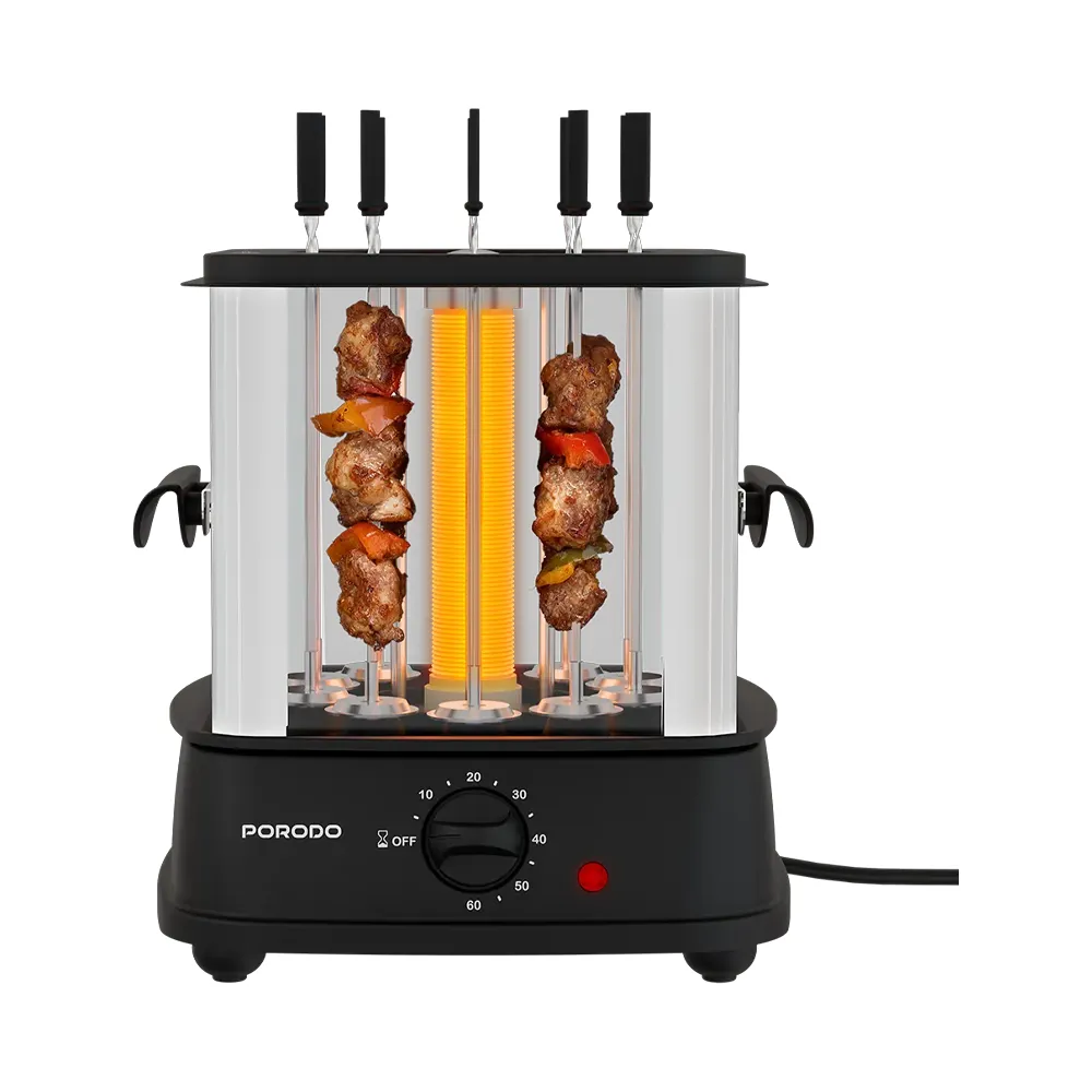 Porodo Lifestyle Grilljet Electric Rotisserie Kebab Grill with Timer- Black