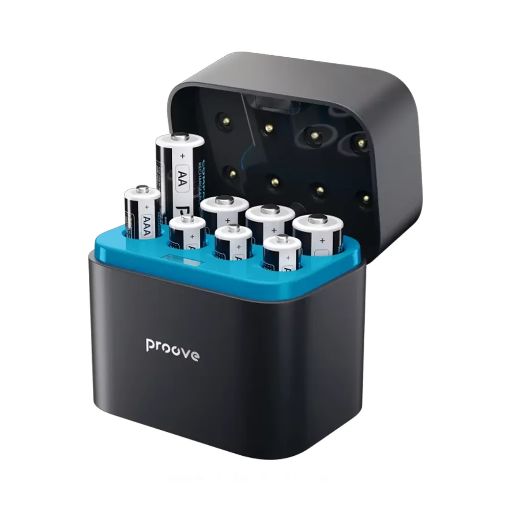 Proove Compact Station Battery Charger Kit 8pcs (4xAAA + 4xAA)