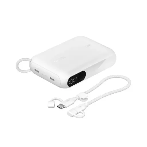 [BPB027hqWH] Belkin BoostCharge 10,000mAh 20W Power Bank with Display (White)