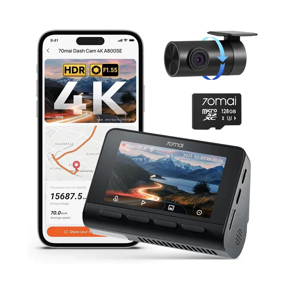 70mai 4K A800SE Dash Cam Set (Front + Rear Cam Set)