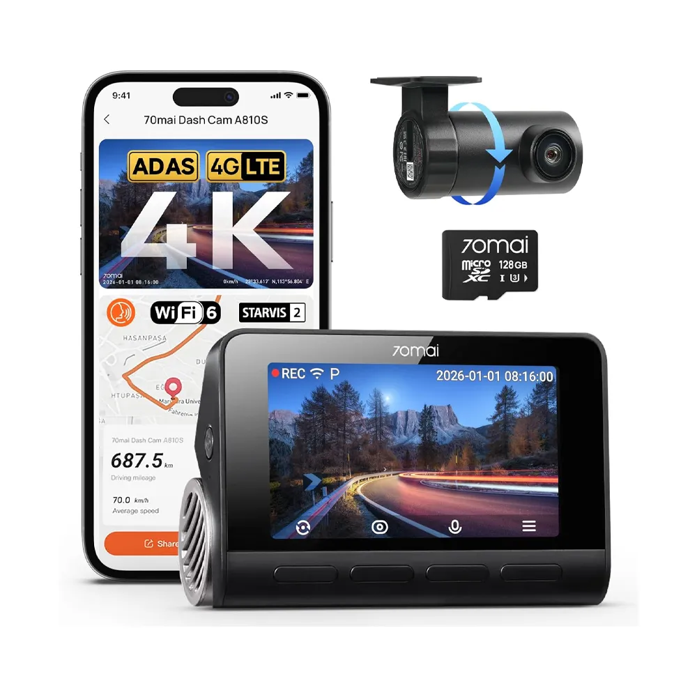 70mai 4K A810S HDR Dash Cam Set (Front + Rear Cam Set) | EStore