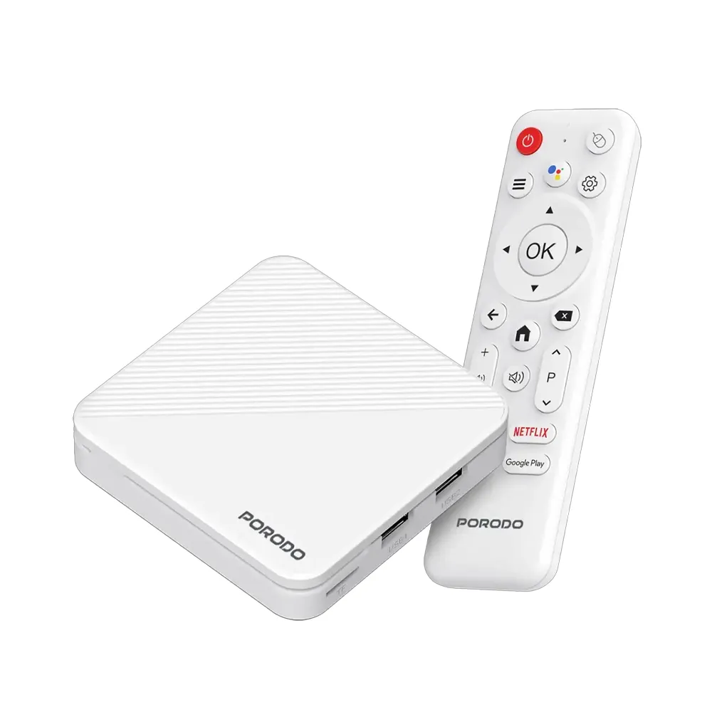 [PDH96MAXWH] Porodo Echobox Android TV Box with 4K Ultra HD Streaming - White