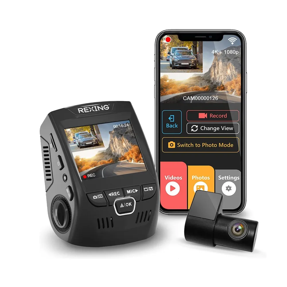 Rexing V1P Flex 4K Dash Cam Set (Front + Rear Cam)