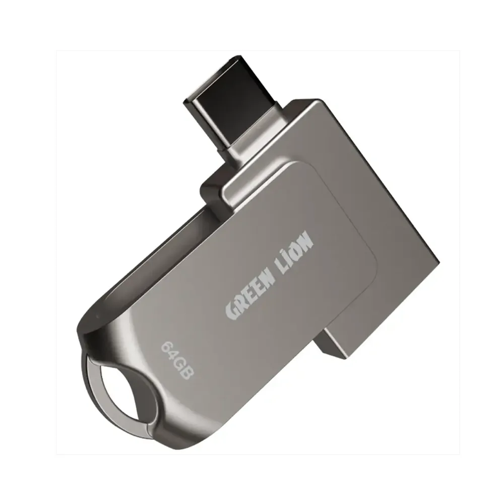 Green Lion 2 in 1 OTG USB-C Flash Drive USB 3.0 - Silver