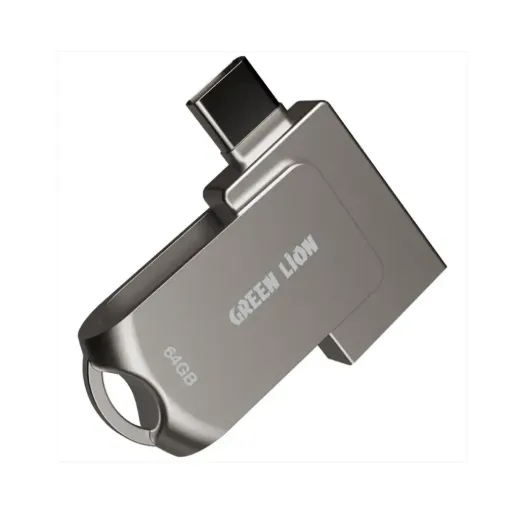 [GN2N1FL256SL] Green Lion 2 in 1 OTG USB-C Flash Drive USB 3.0 - Silver