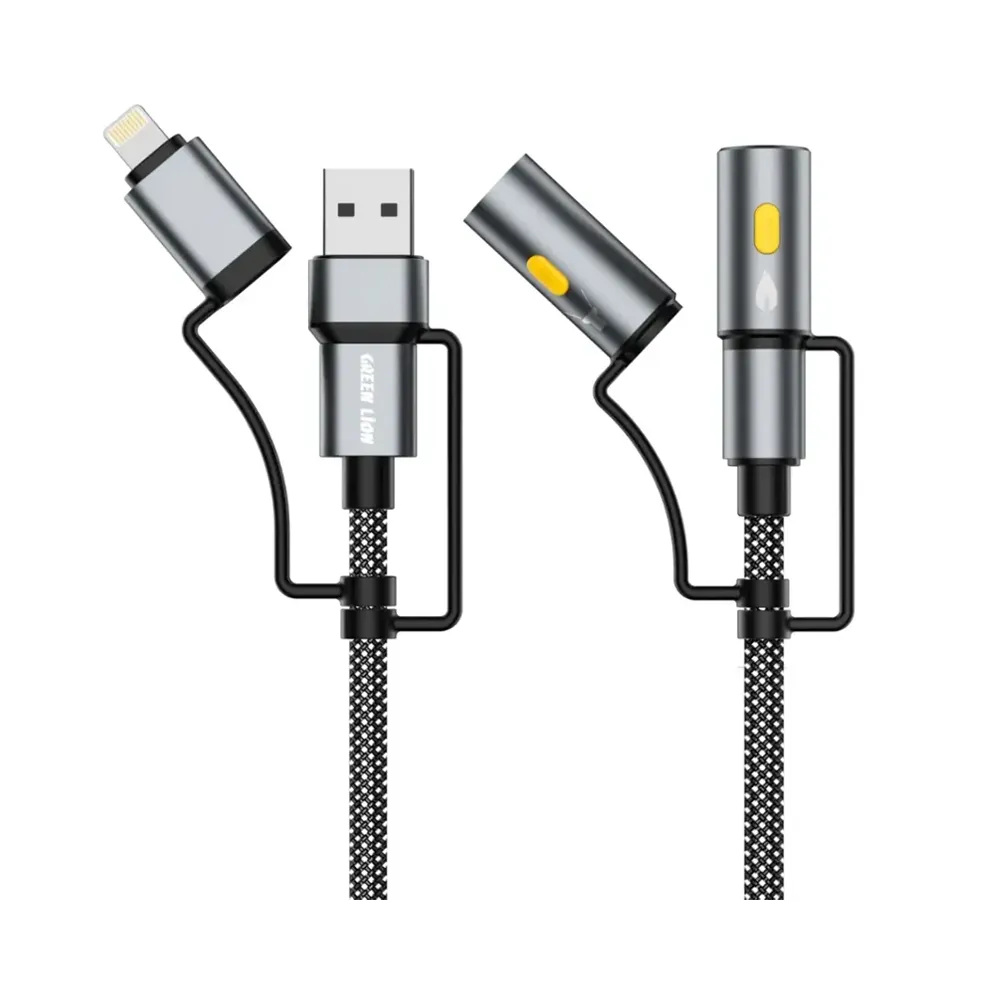 Green Lion 6 in 1 Cable Charging, Led Light, Ignition - Gray