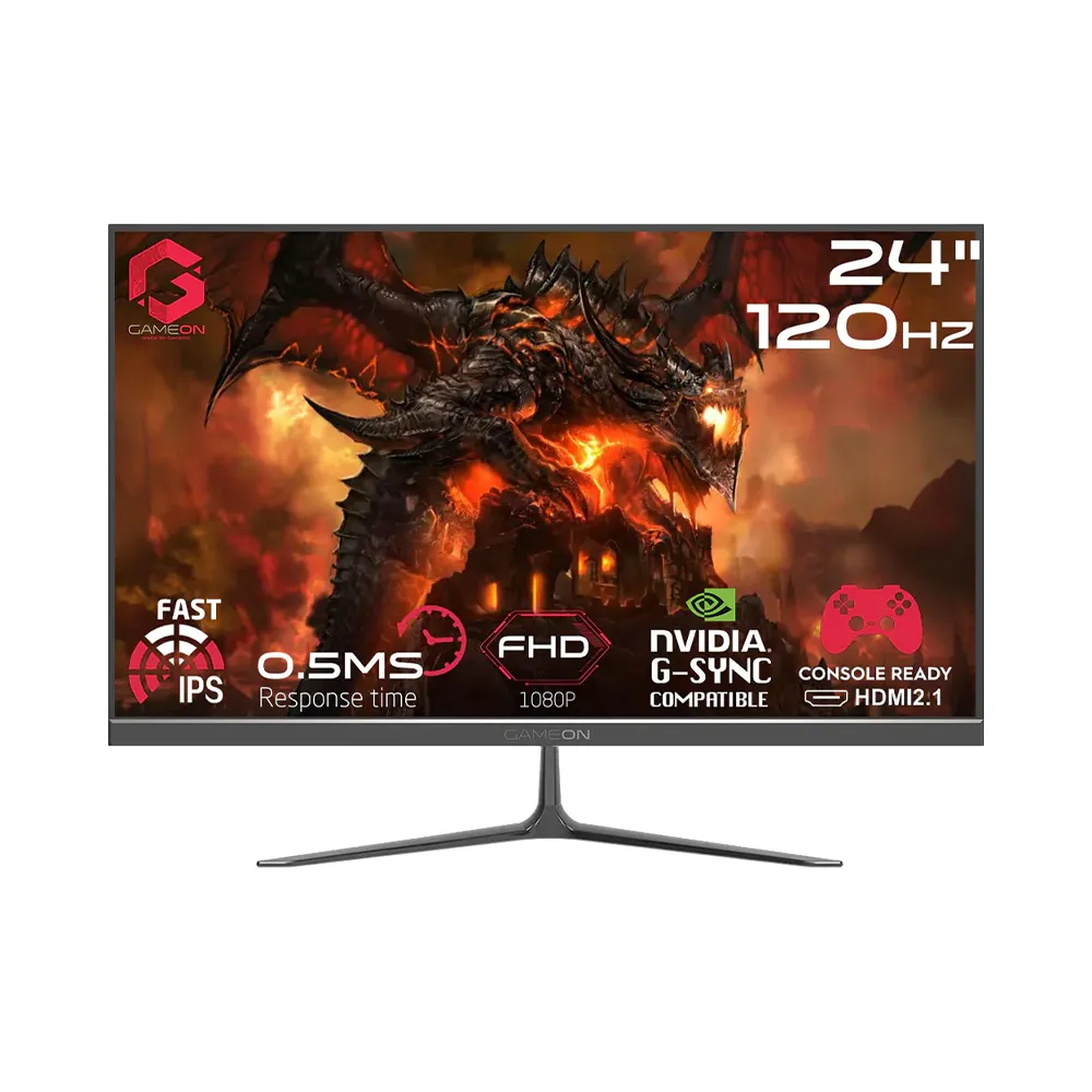 GAMEON Essential Series 23.8" FHD, 120Hz, MPRT 0.5ms, HDMI 2.1, Fast IPS Gaming Monitor (Supports PS5) - Black - GOES24FHD120IPS