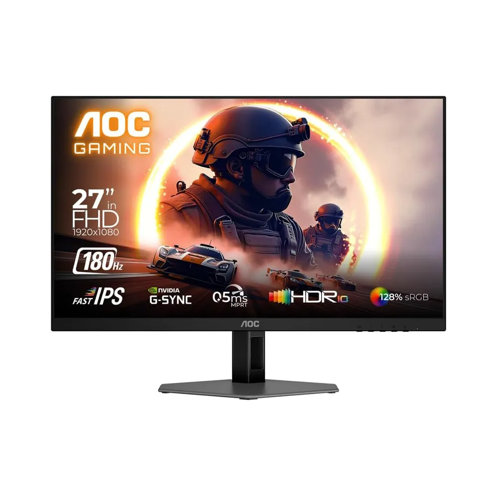 AOC G4 Series Gaming Monitor 27G4E/89 - 27 inch - FHD - Fast IPS - 180Hz and 0.5ms MPRT - HDR10 G-Sync Compatible - Black