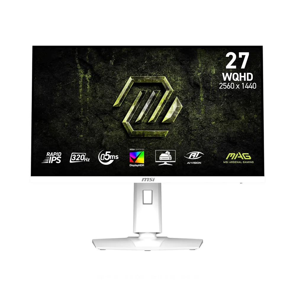 Msi MAG 274QRFW X32 27-inch 2560 x 1440 (QHD) Gaming Monitor, 320Hz, Adaptive Sync, HDR Ready, HDMI, VGA Port, VESA Mountable, Tilt, 4-Side Slim Bezel, 0.5ms, White