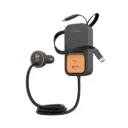 Porodo ENZO MULTI-PORT CAR CHARGER Dual 70cm Retractable Cables - Black