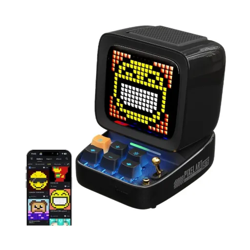 [6958444603346] Divoom Ditoo Pro Retro Pixel Art Game Bluetooth Speaker with 16X16 LED App Controlled Front Screen (Black)