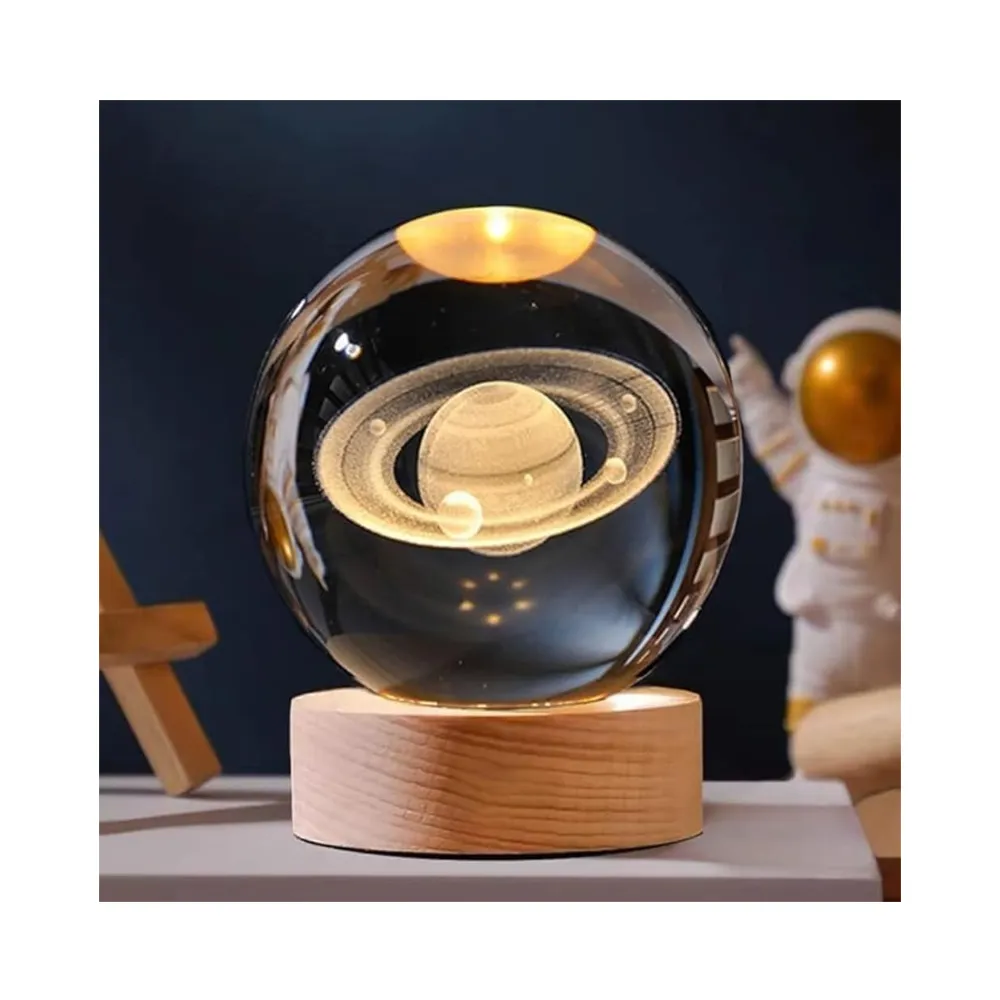 3D Crystal Ball Night Lamp Warm Light