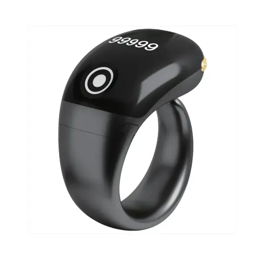 [GMSMZKRNGBK] Green Lion Smart Zikr Ring with OLED Display - Black
