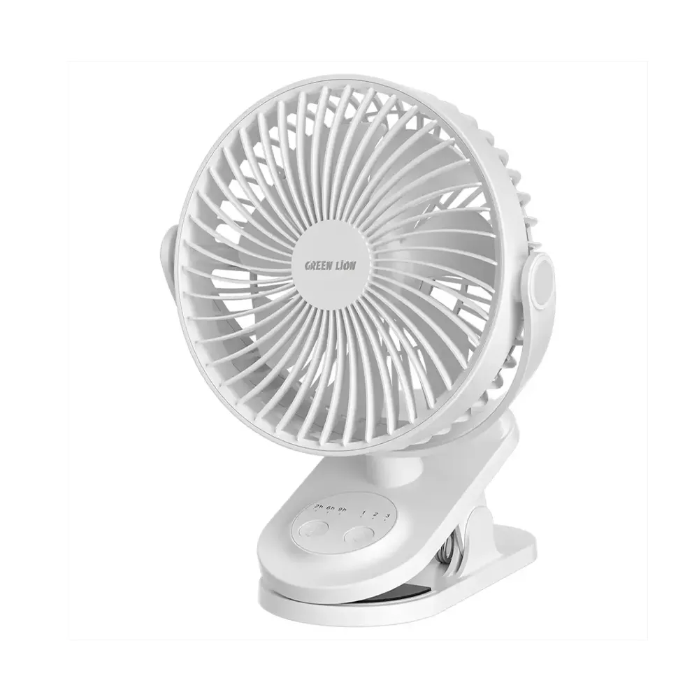 Green Lion Clip Fan Portable Clip-on Design - White