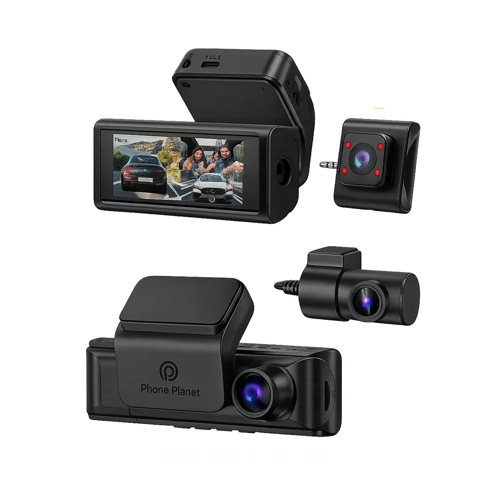 Phone Planet DC03 Three Channels Car Dash Cam 4K UHD - works with Apple Find My