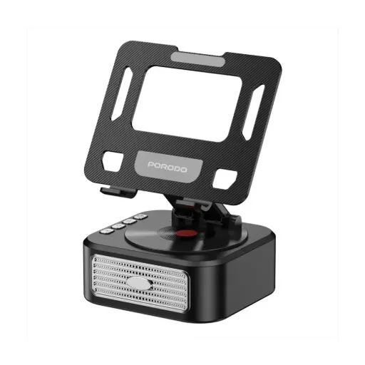 [PDLFST175BK] Porodo Lifestyle Multifunctional Tablet Stand with Speaker & Power Bank - Black