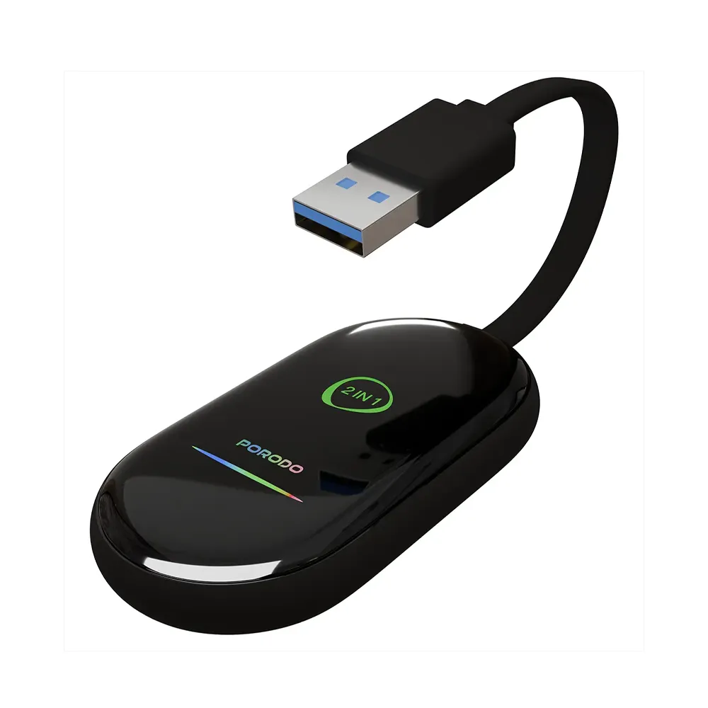 Porodo Play-X Wireless Carplay Adapter with Wi-Fi and Bluetooth Connectivity - Black