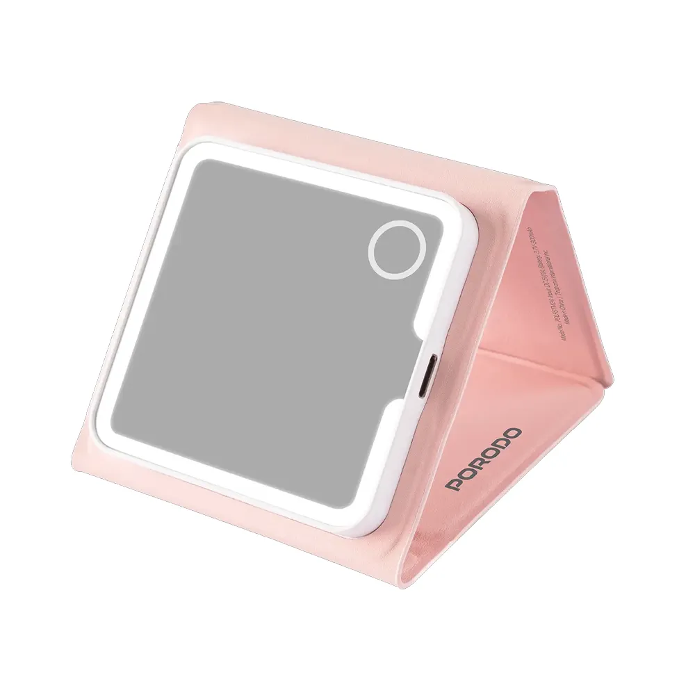 Porodo Lily LED Portable Tri-Fold Makeup Mirror - Pink