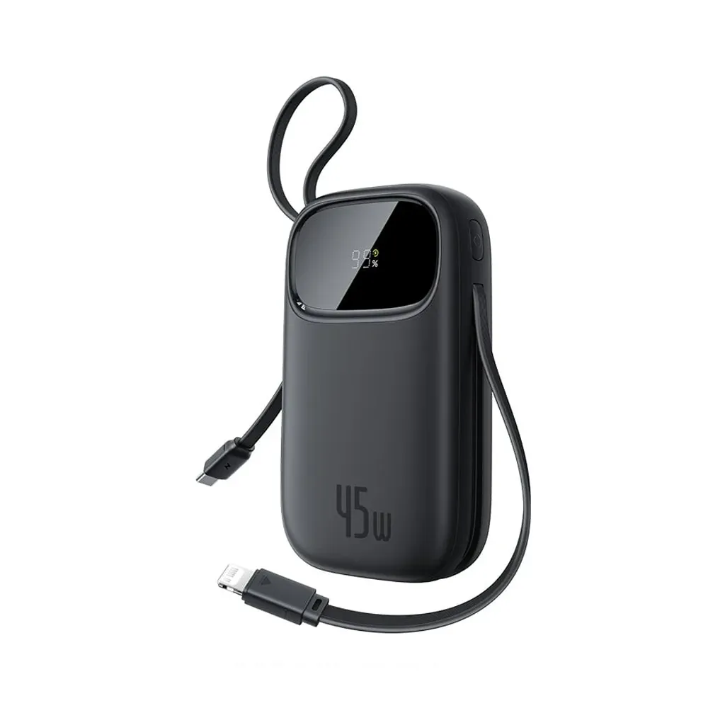 Baseus EnerFill FC31 QPow 3 Digital Display 10,000mAh 45W Power Bank with USB-C + Lightning Cables