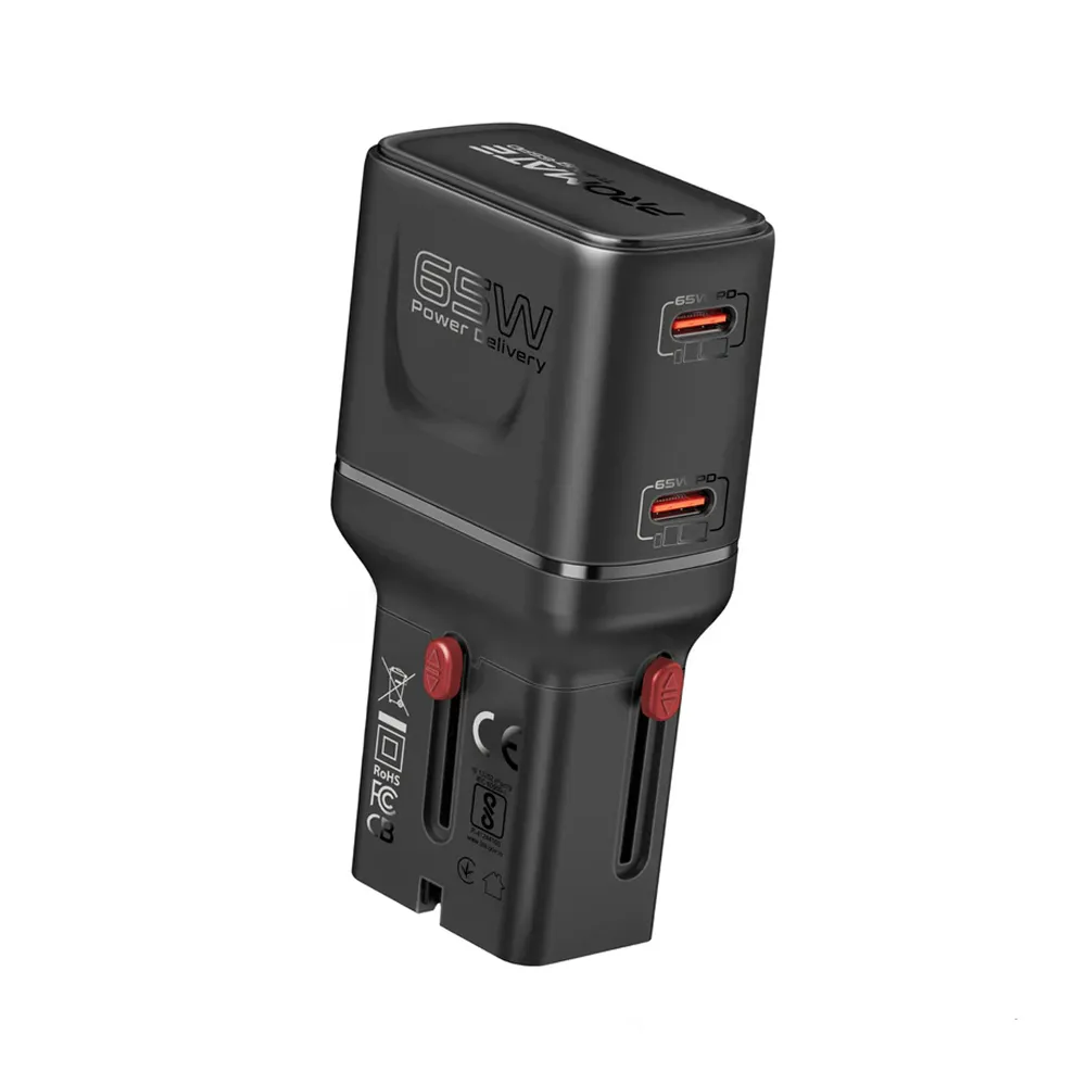 Promate TriPlug-65PD Ultra Compact 65W Power Delivery Multi-Port Travel Charger