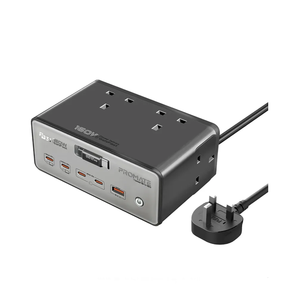 Promate 10-in-1 Charging Station with AC, USB-C, and USB Ports – PowerBrix-160