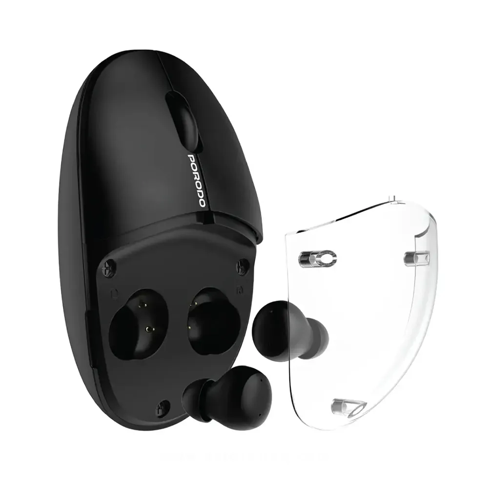 Porodo Wireless TWS Earbud & Mouse with Transparent Magnetic Cover