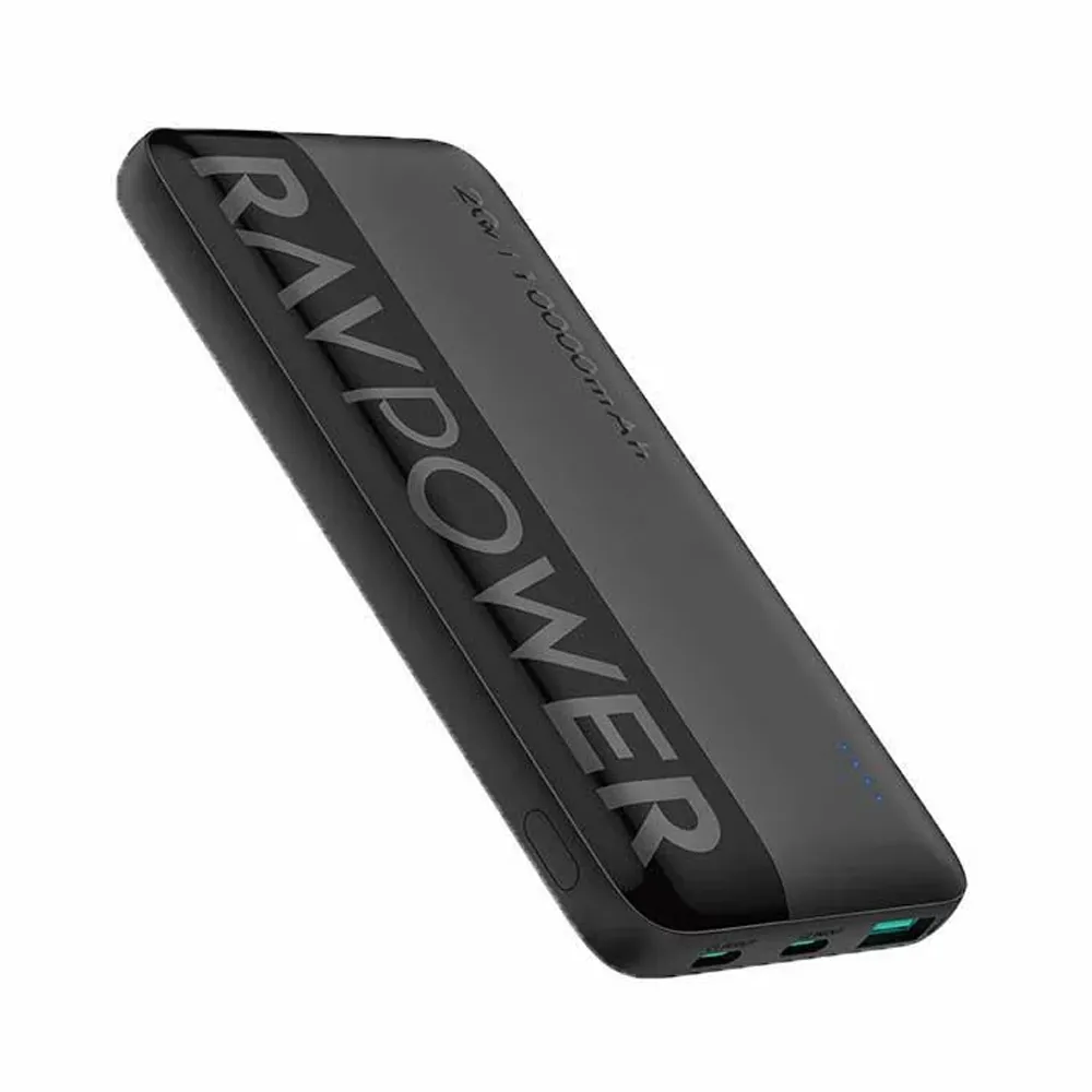 RAVPower 20W 10,000mAh Power Bank – 2x USB-C Ports & 1x USB Port – Black