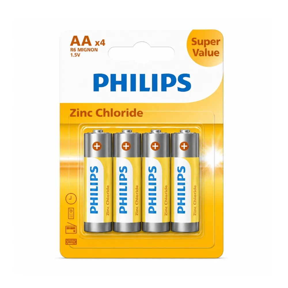 [R6G4B\40] PHILIPS Battery AA  Zinc Chloride - 4 units