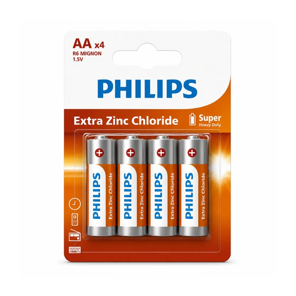 [R6L4B\40] PHILIPS Battery AAA  EXTRA Zinc Chloride -2 units