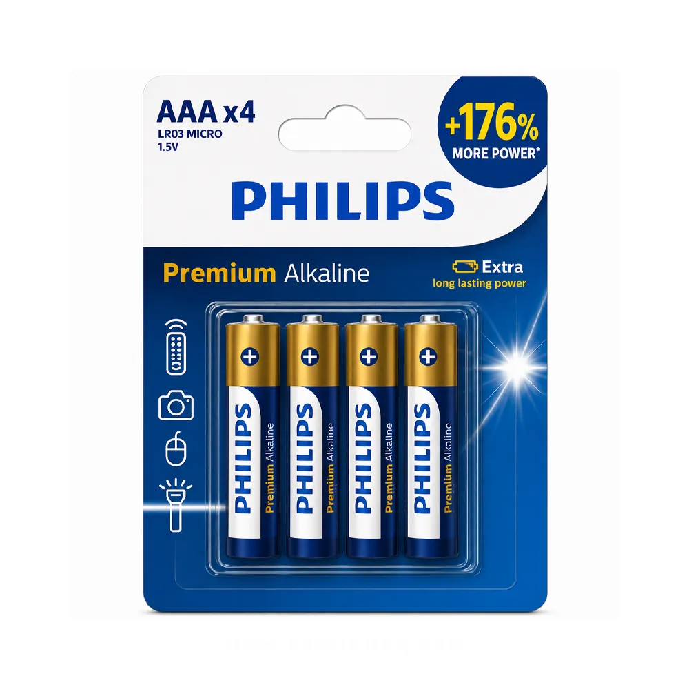 PHILIPS Battery AAA  Premium ALkaline -4 units