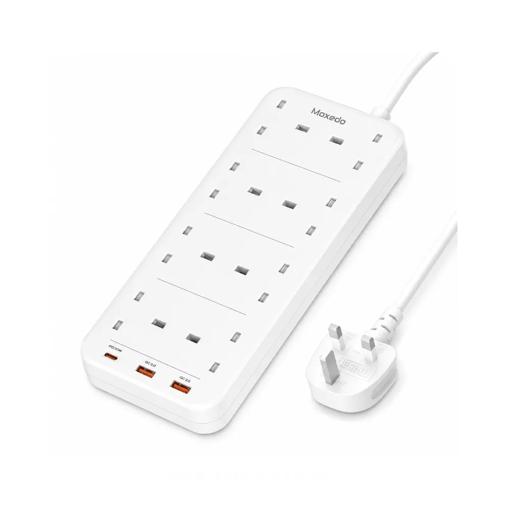 [MX-PSUK031] MOXEDO POWER STRIP SURGE PROTECTOR 8 OUTLET 20W USB-C POWER DELIVERY 2M