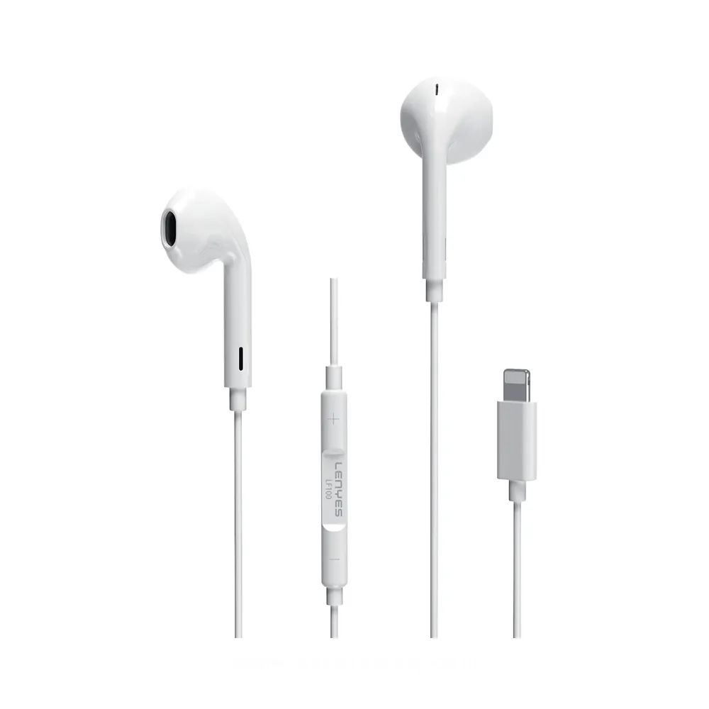 LENYES LF100-TC Lightning Wired Earphone (White)