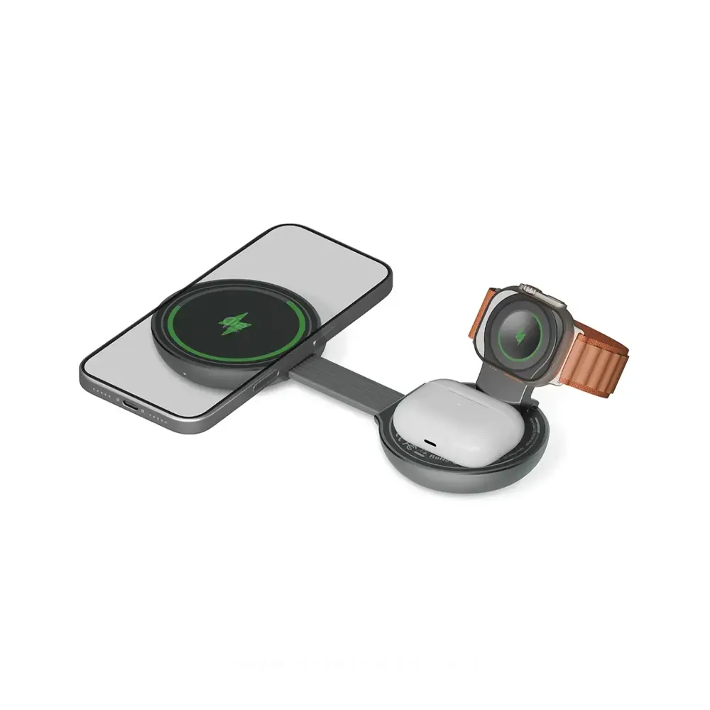 Green Lion Qi2.2 Tri-Charge Wireless Charger - Gray
