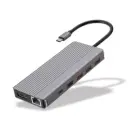 Powerology 13-in-1 Dual HDMI & DisplayPort USB-C HUB Ethernet - Gray