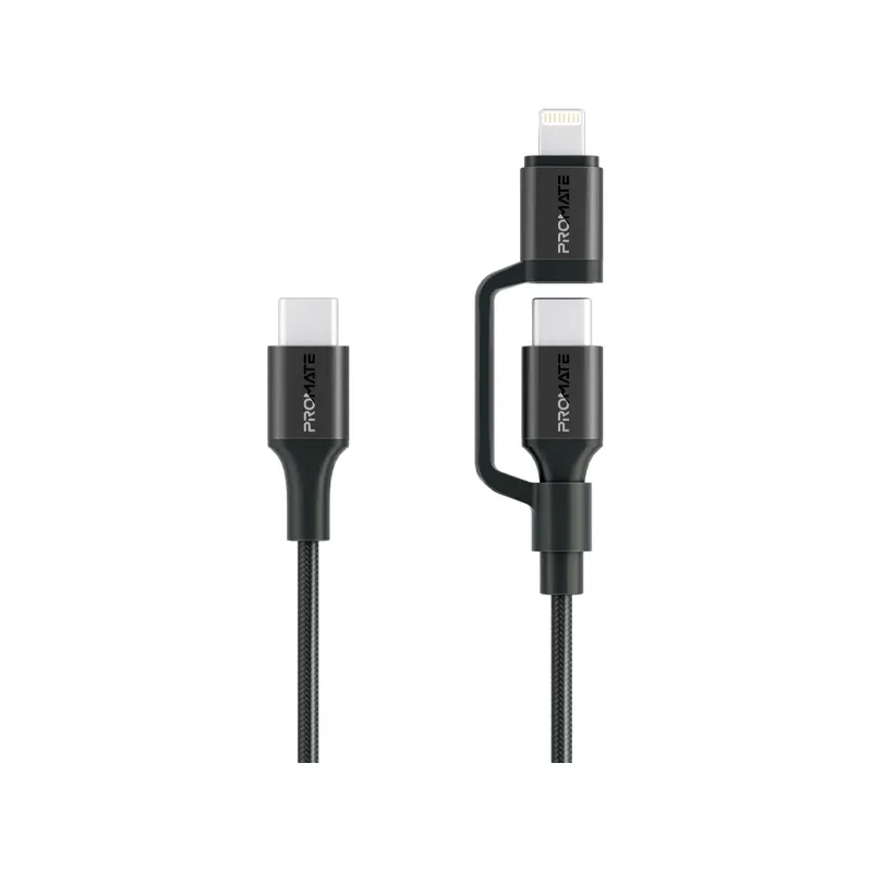 Promate PowerLink-CCi, High Tensile Strength 60W High-Speed Multi-Device Charging Cable, Black