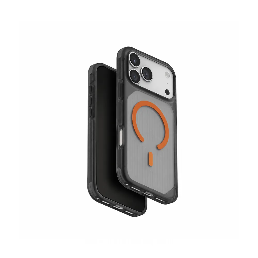 UNIQ Combat Active iP 17 PM Rugged Protective Case with Triple-Layer Impact Shield -Frost Smoke Orange
